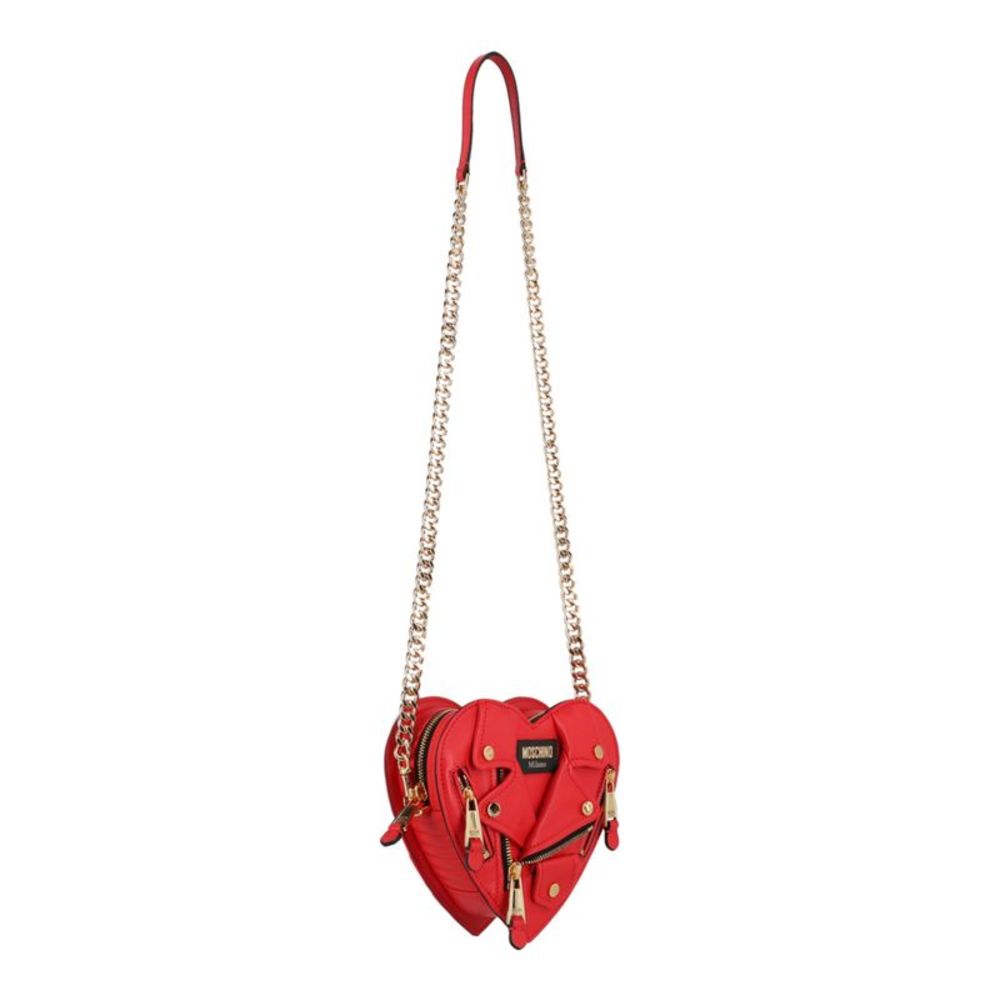 Moschino Heart Biker Leather Clutch Red Womens - Picture 4 of 5